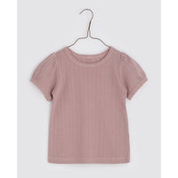 Little Cotton Clothes tees Little Cotton Clothes Esther Organic Pointelle Tee - Rose