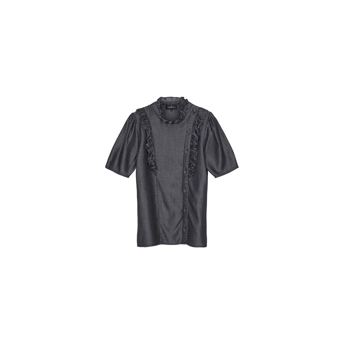Little Remix Black Denim Polly Ruffle Blouse