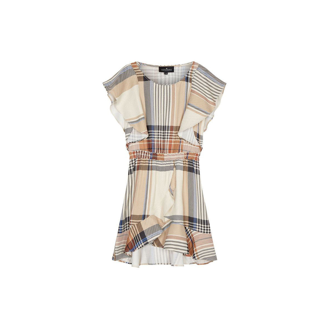 Little Remix Brown Plaid Frigg Wrap Dress