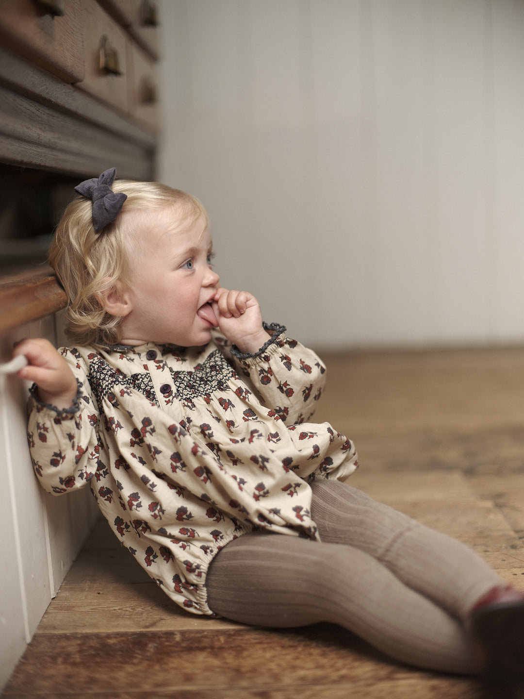 Little Cotton Clothes Emilie Smocked Romper - Ruby Floral