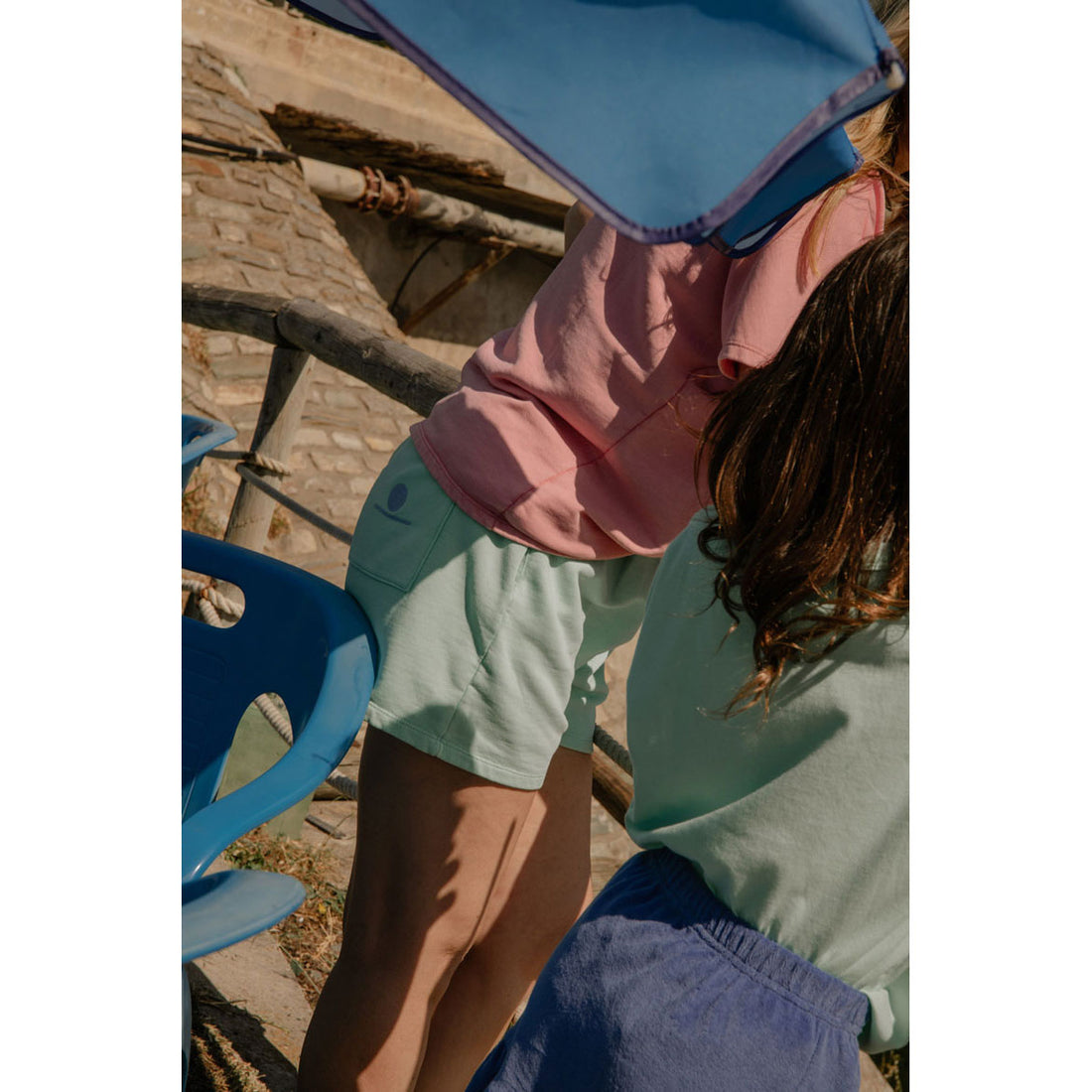 We are Kids Acqua + Logo Azzurro Liam Shorts