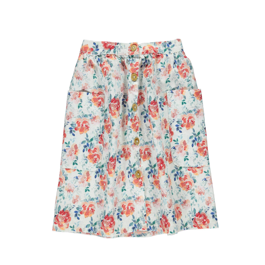 Piupiuchick Flowers Linen Long Skirt