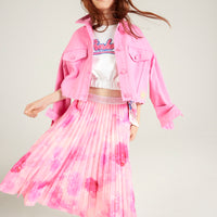 Pinko Floral Pleated Satin Skirt