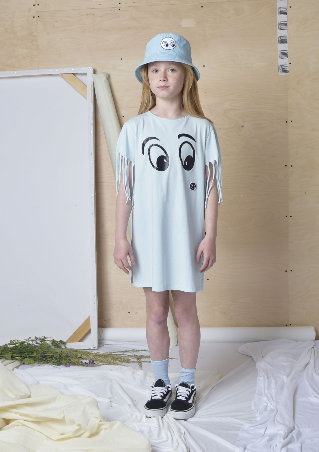 Loud Delicate Blue Fringed T-Shirt Dress