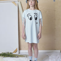 Loud Delicate Blue Fringed T-Shirt Dress