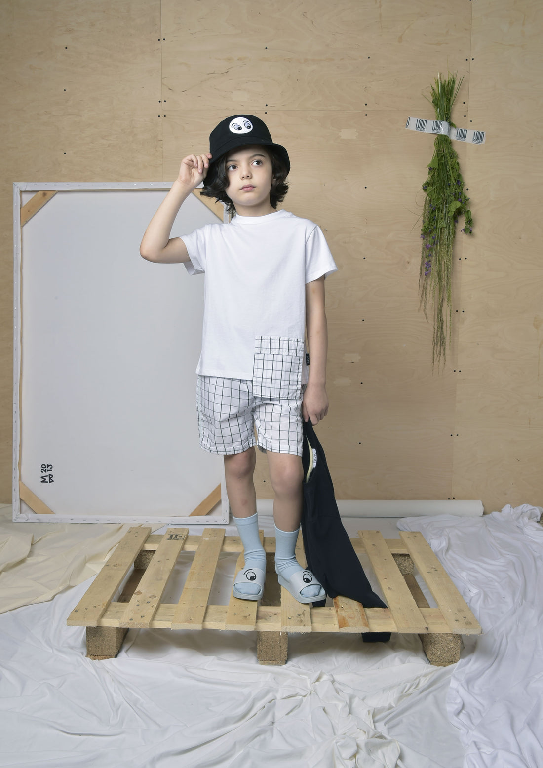 Loud White Grid Contrast Pocket T-Shirt