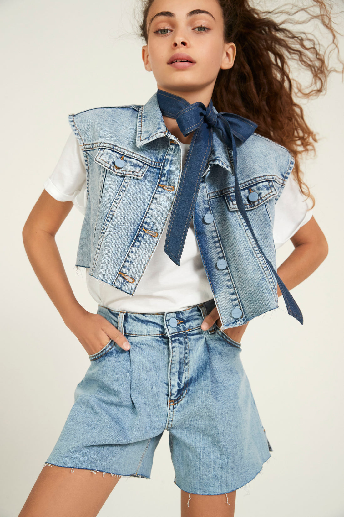 Pinko Denim Cropped Gilet
