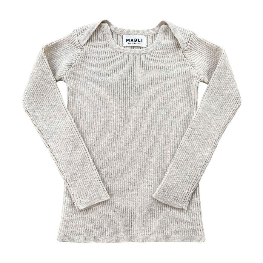 Mabli knitwear Mabli Sand Ebrill Skinny Rib Pullover