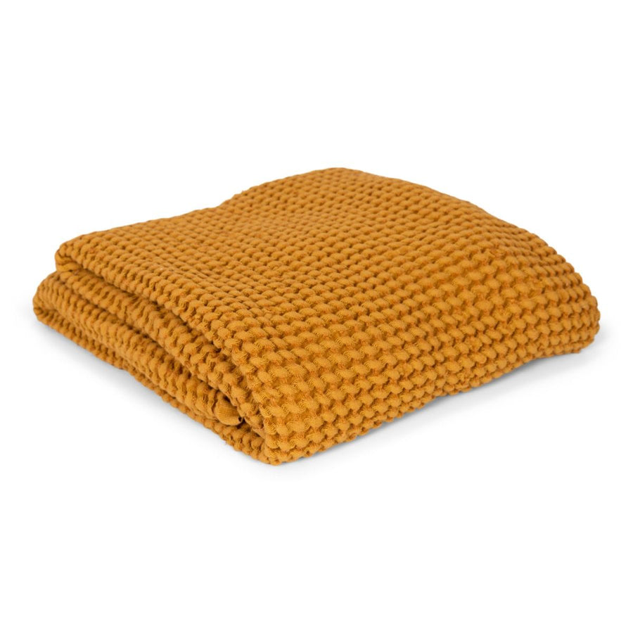 Mallino Mustard Waffle Blanket