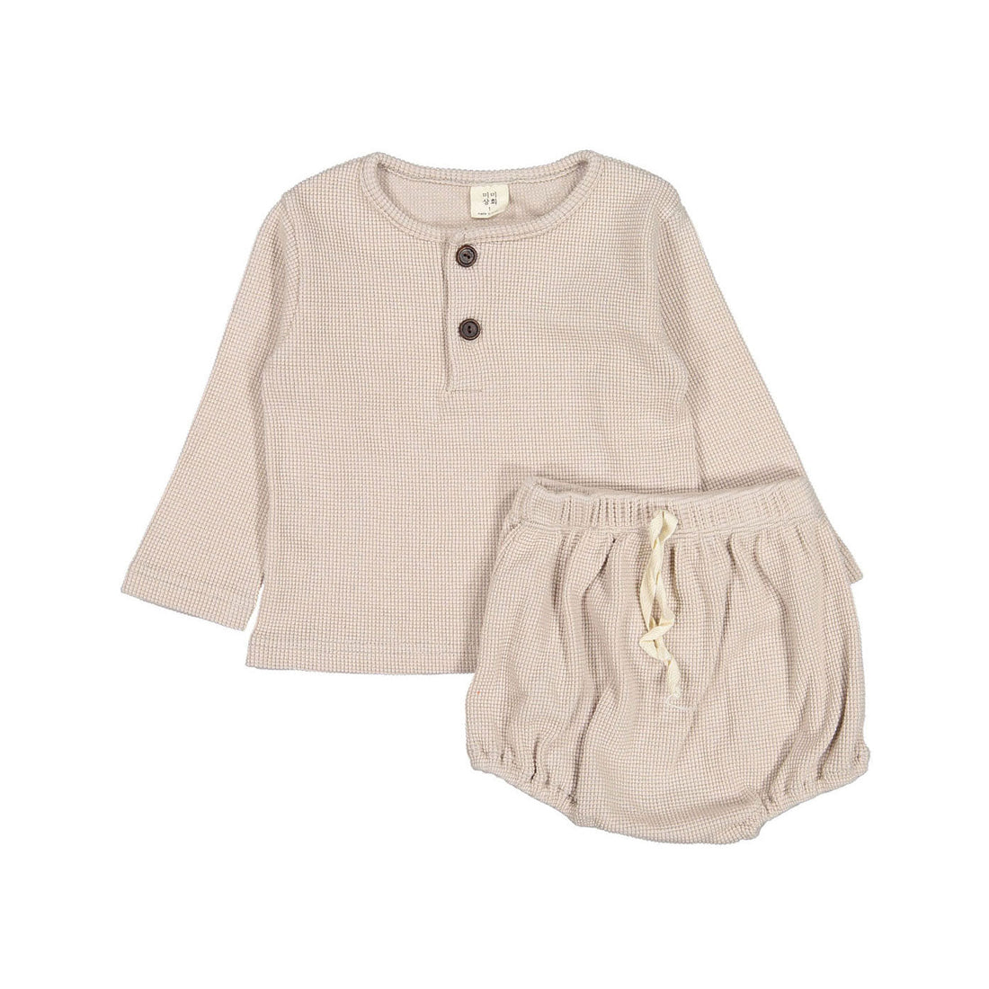MIMI MARKET sets Mimi Market Light Gray Mini Waffle Top Bottom Set