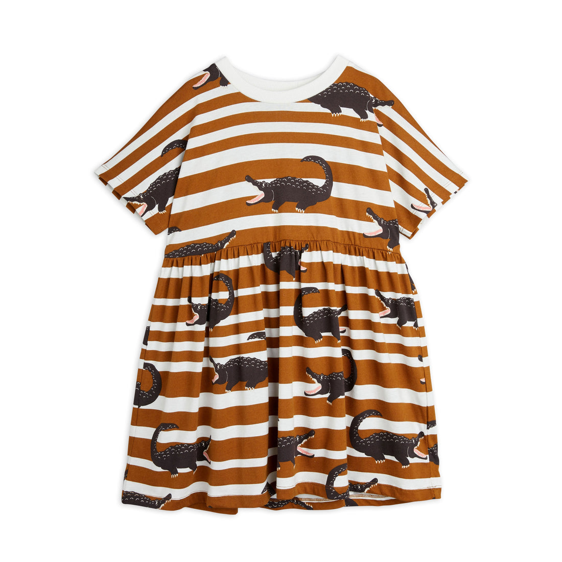Mini Rodini dresses Mini Rodini Crocodiles Aop Short Sleeve Dress - Brown