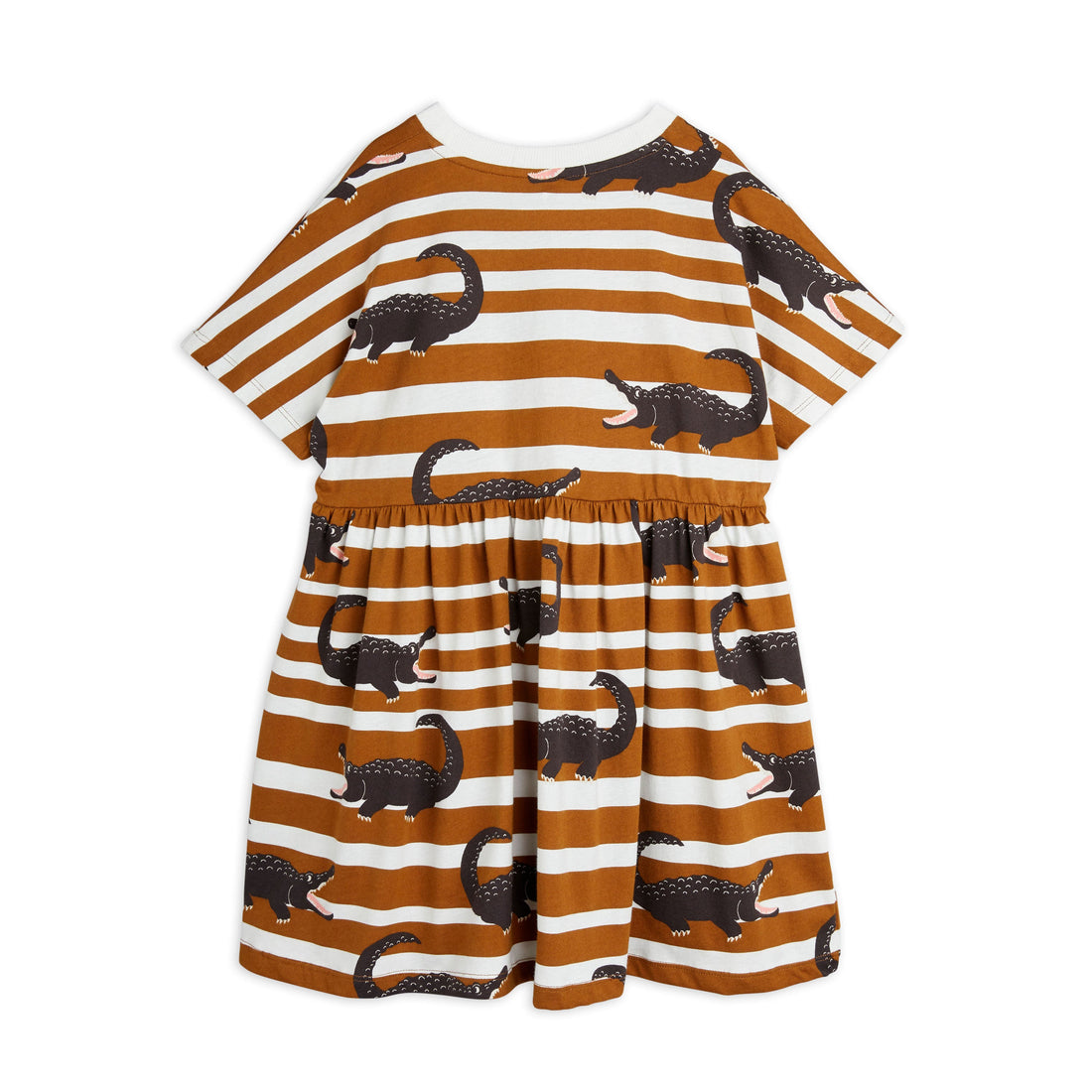 Mini Rodini dresses Mini Rodini Crocodiles Aop Short Sleeve Dress - Brown