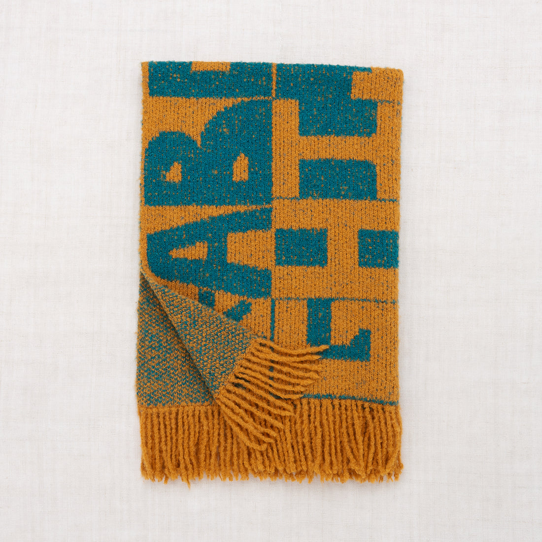 Misha and Puff Alphabet Boucle Blanket - Marigold
