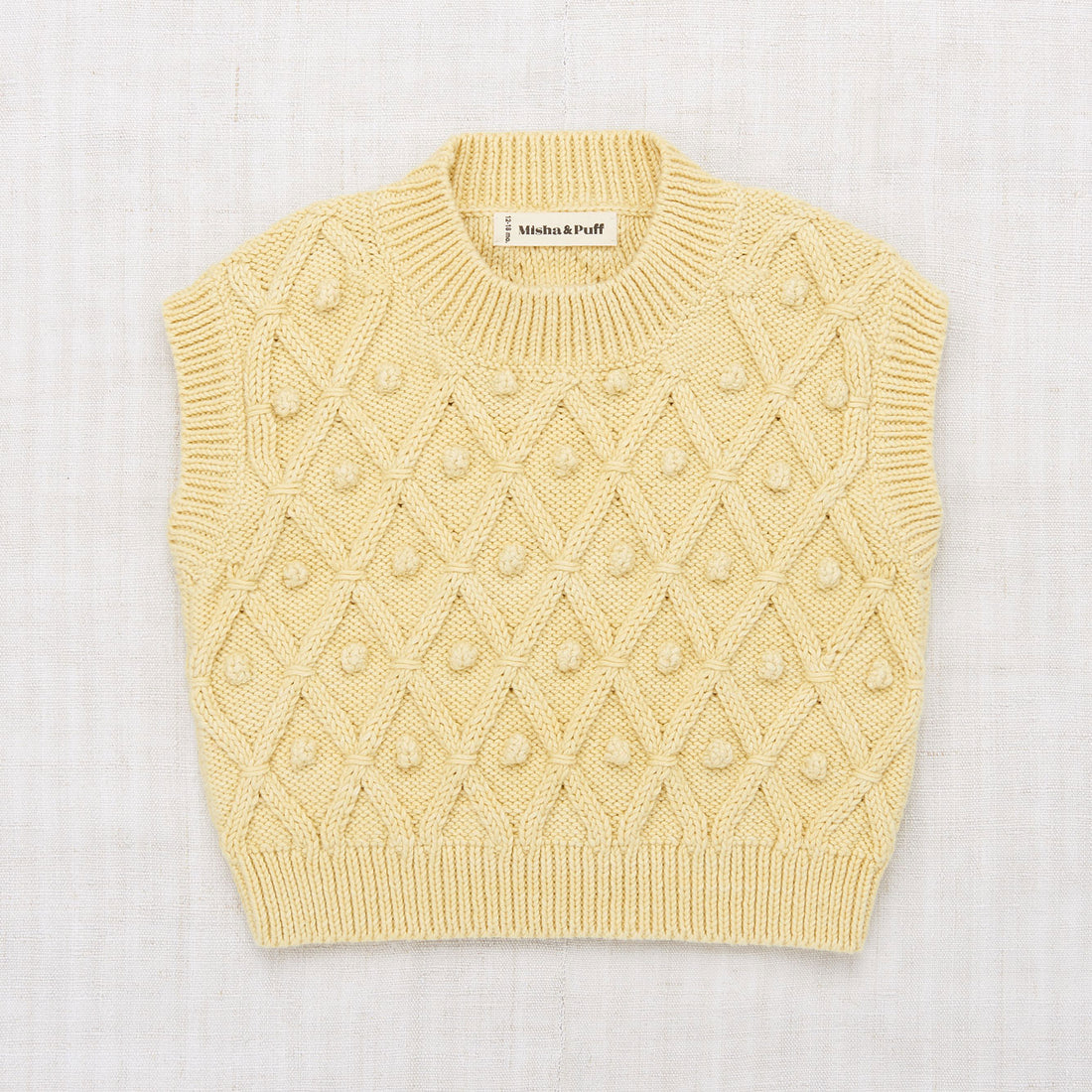 Misha and Puff Diamond Popcorn Vest - Straw