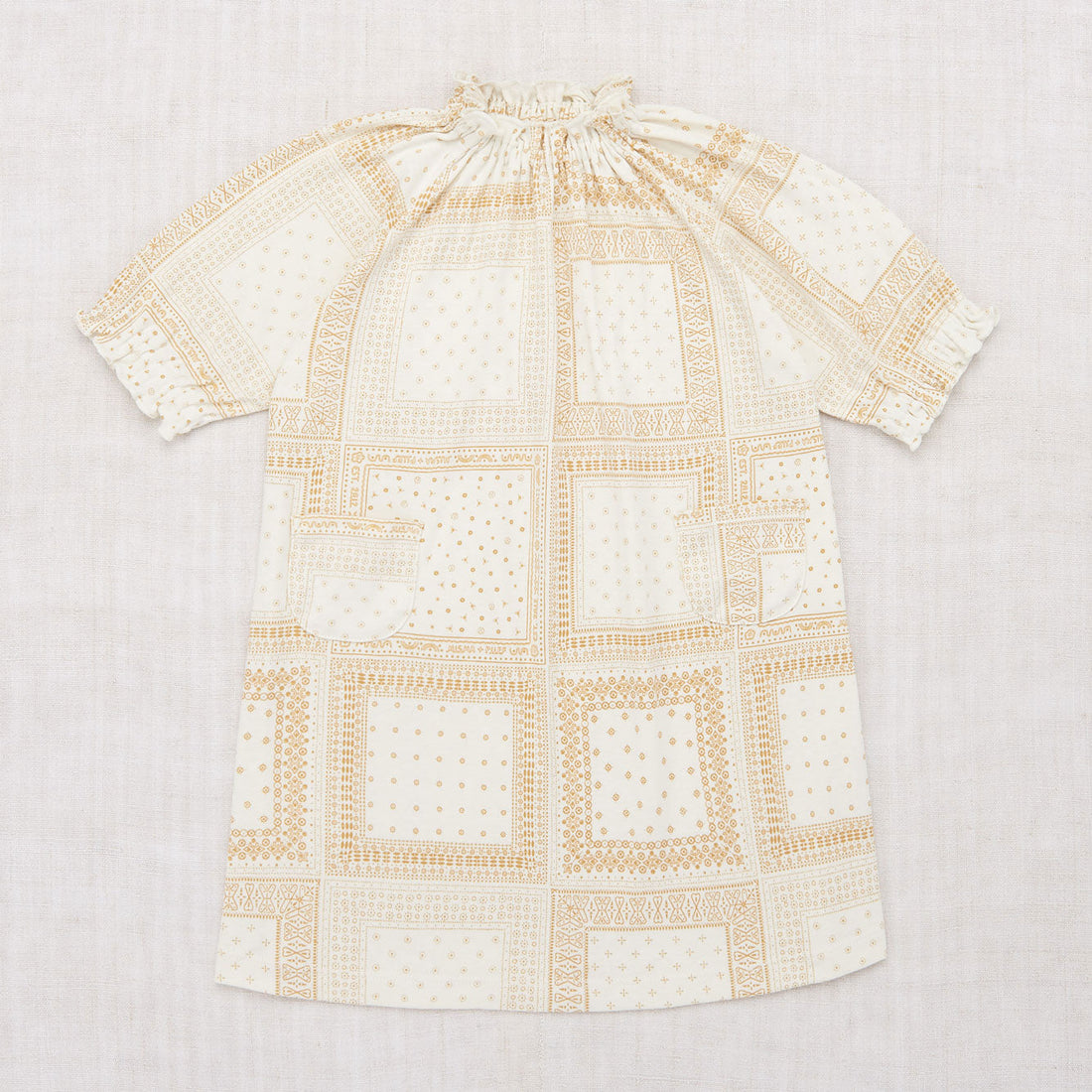 Misha and Puff dresses Misha and Puff Winter Cream Patchwork Bandana Ruffle Dress