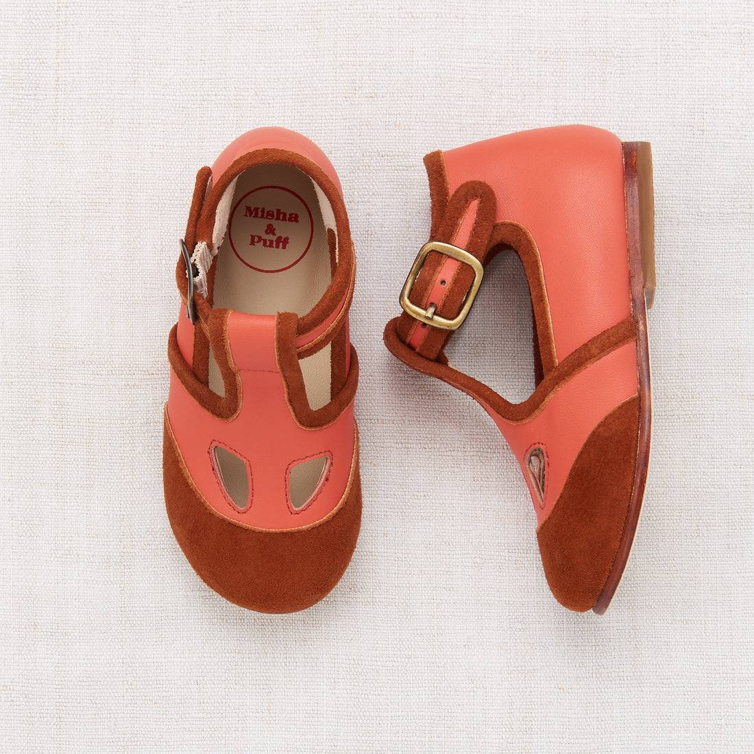 Misha and Puff Elmwood T-Strap Flats - Red Flame