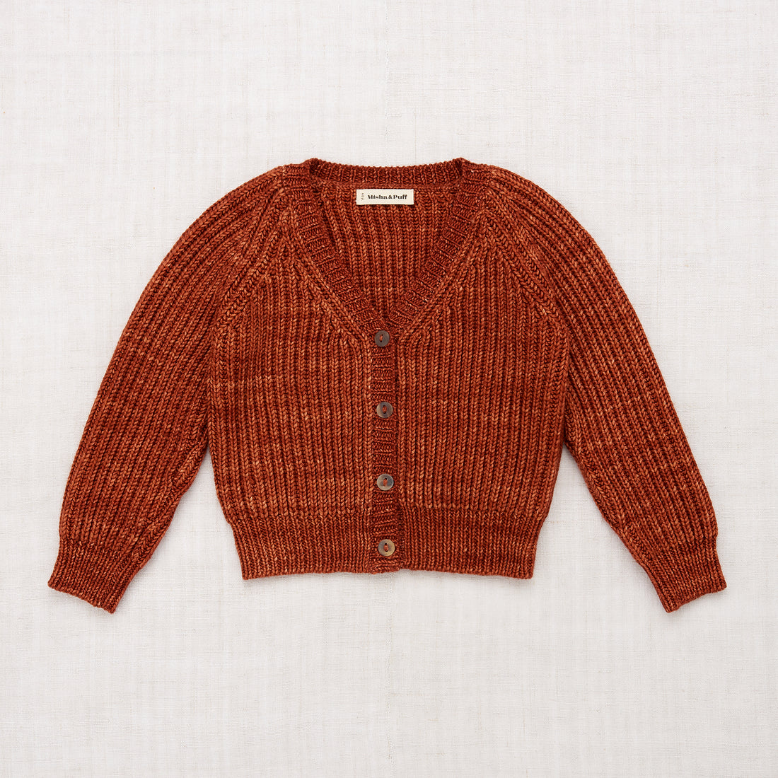 Misha and Puff Fisherman Rib Everyday Cardigan - Henna