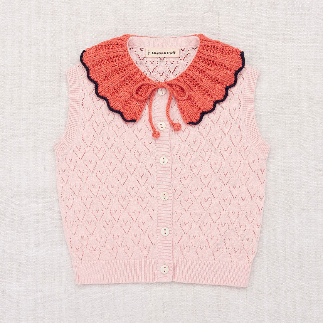 Misha and Puff knitwear Misha and Puff English Rose Hearts Eyelet Zoe Vest