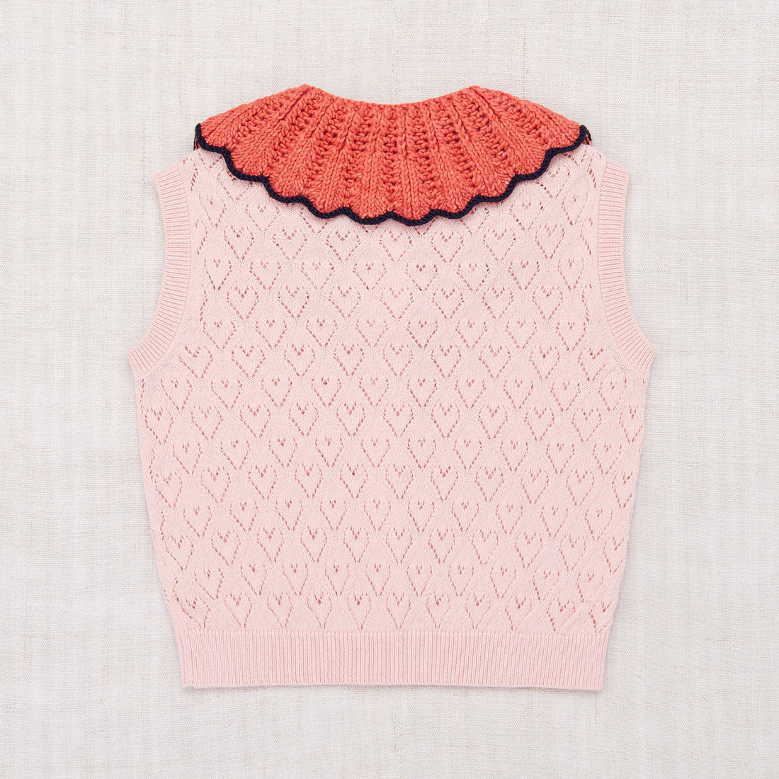 Misha and Puff knitwear Misha and Puff English Rose Hearts Eyelet Zoe Vest