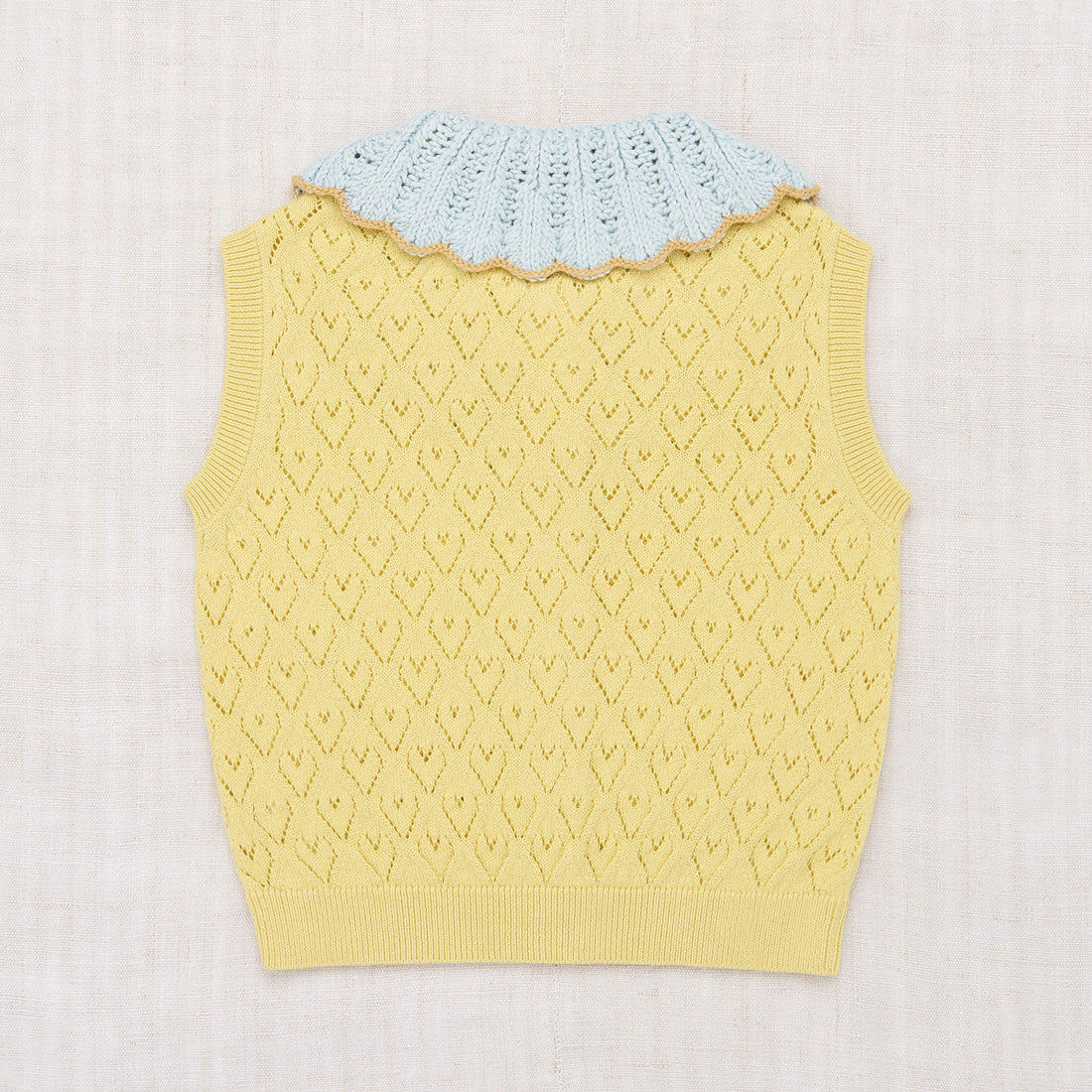 Misha and Puff knitwear Misha and Puff Vintage Yellow Hearts Eyelet Zoe Vest