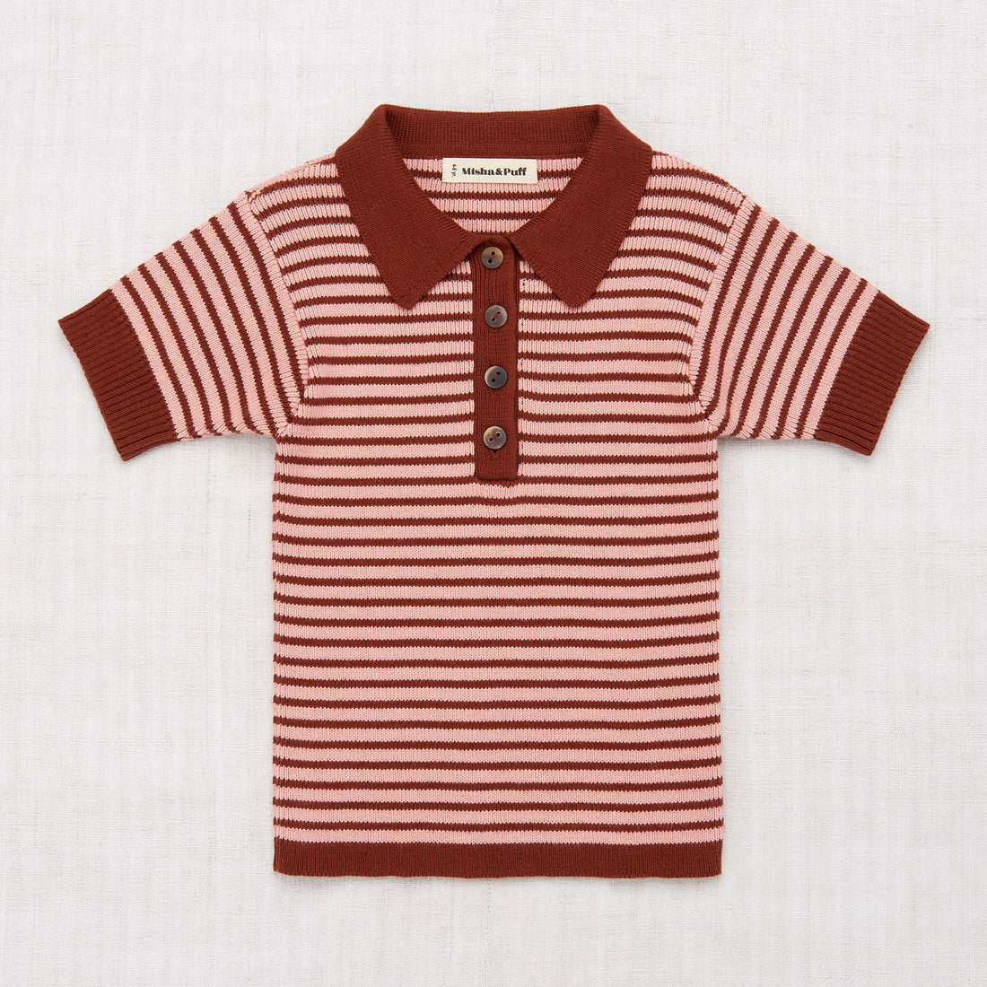 Misha and Puff Mini Stripe Polo - Rose Blush
