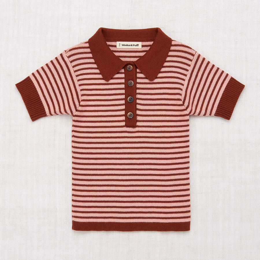 Misha and Puff Mini Stripe Polo - Rose Blush