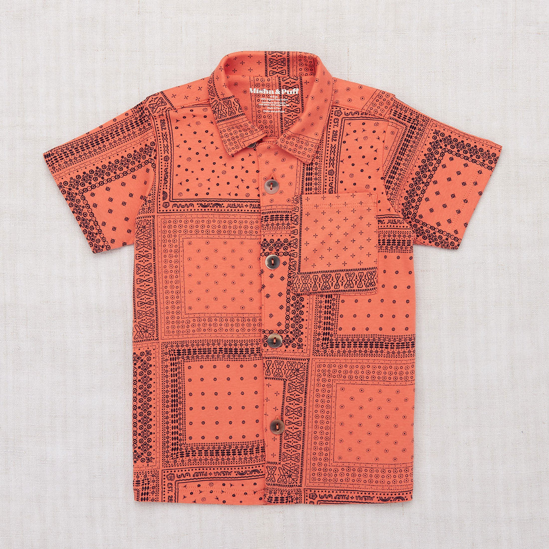 Misha and Puff shirts Misha and Puff Melon Patchwork Bandana Button Down Top