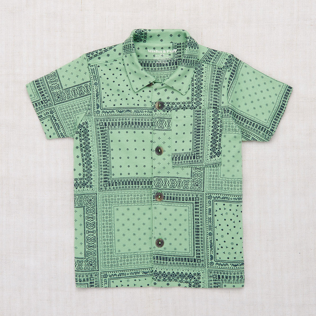 Misha and Puff shirts Misha and Puff Peapod Patchwork Bandana Button Down Top