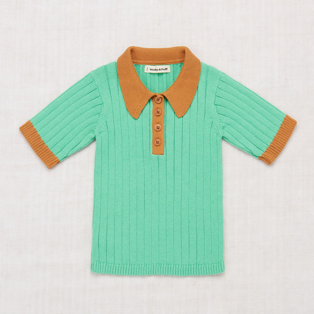 Misha and Puff Jade/Caramel Colorblock Polo Shirt