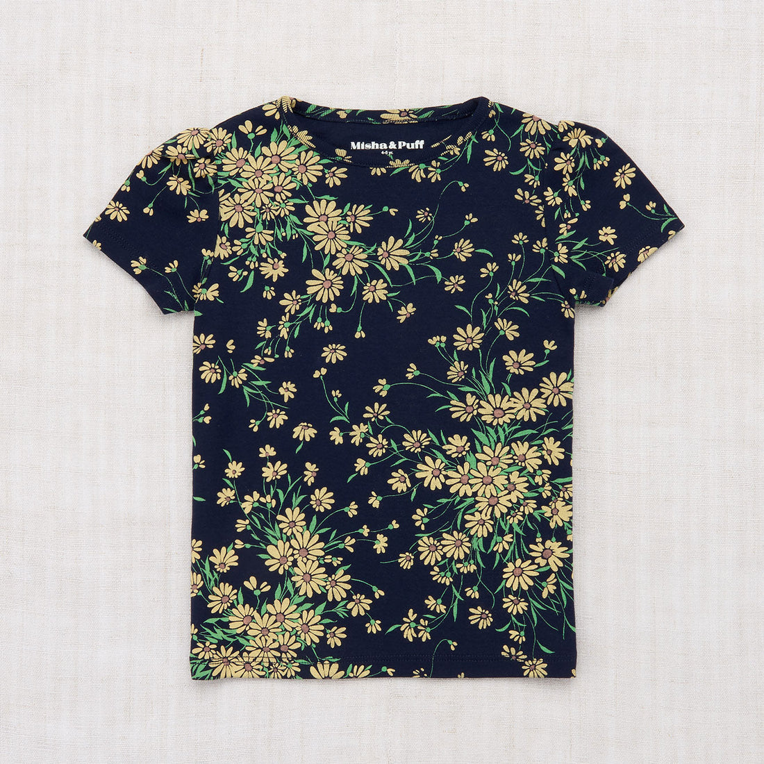 Misha and Puff tees Misha and Puff Maritime Blue Wild Daisy Puff Sleeve Tee
