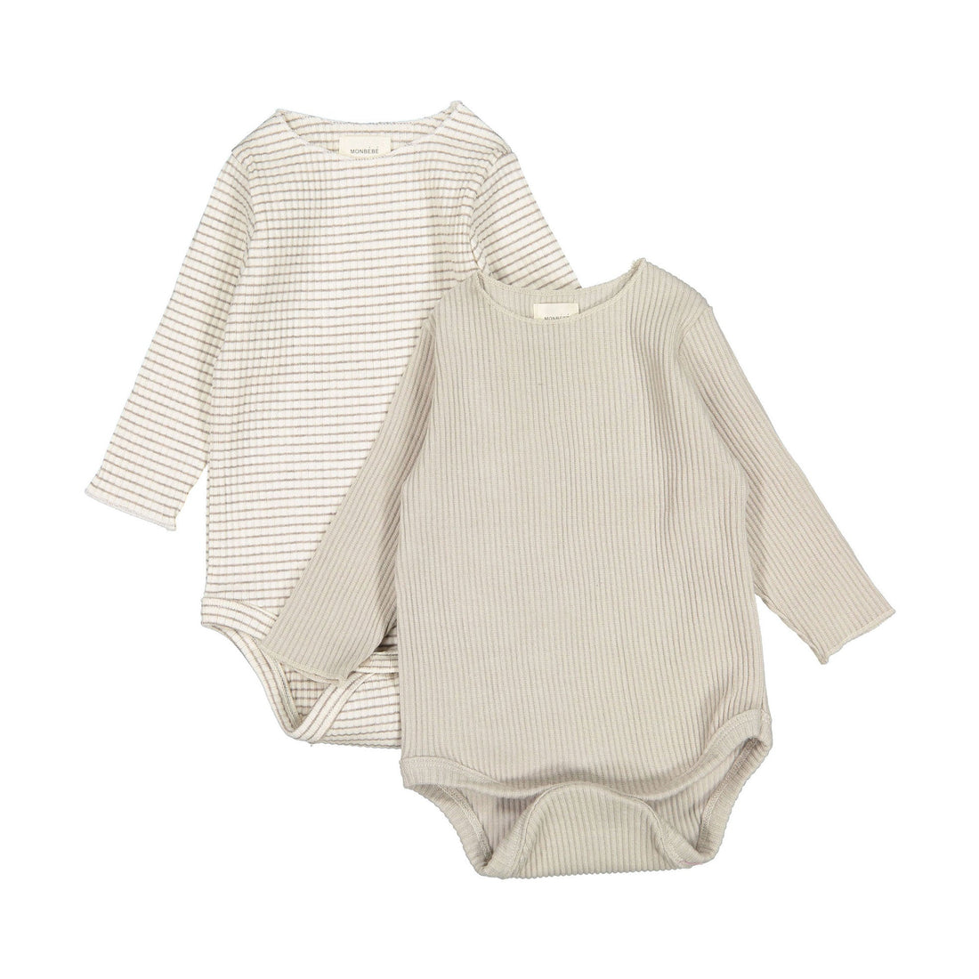Monbebe bodysuits Monbebe Mocha Stripes Bodysuit Gift Set