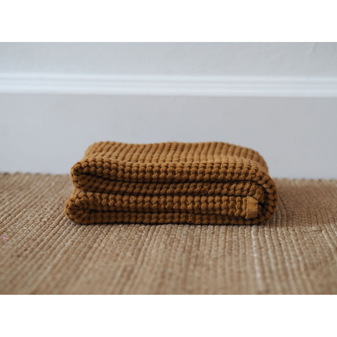 Mallino Mustard Waffle Blanket