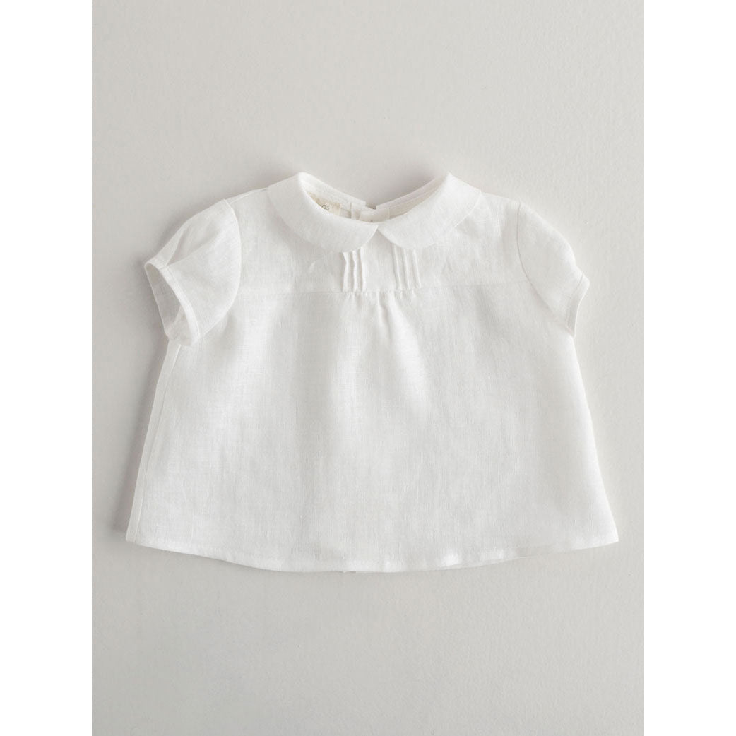 Nanos blouses Nanos White Linen Peter Pan Baby Blouse