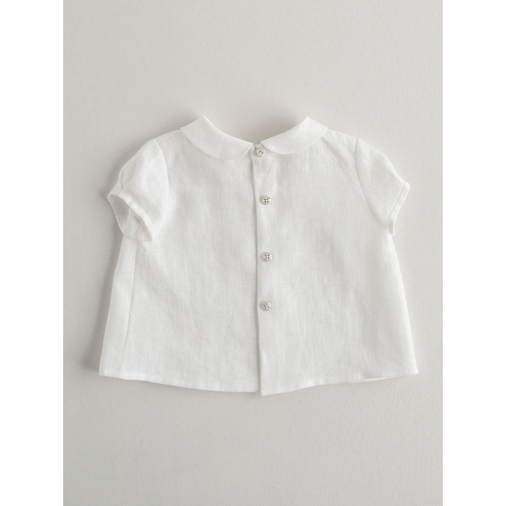 Nanos blouses Nanos White Linen Peter Pan Baby Blouse