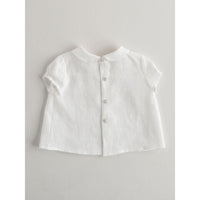 Nanos blouses Nanos White Linen Peter Pan Baby Blouse