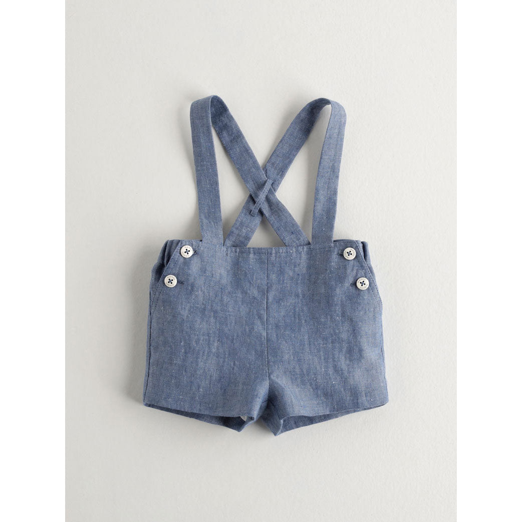 Nanos bottoms Nanos Chambray Linen Baby Suspender Shorts