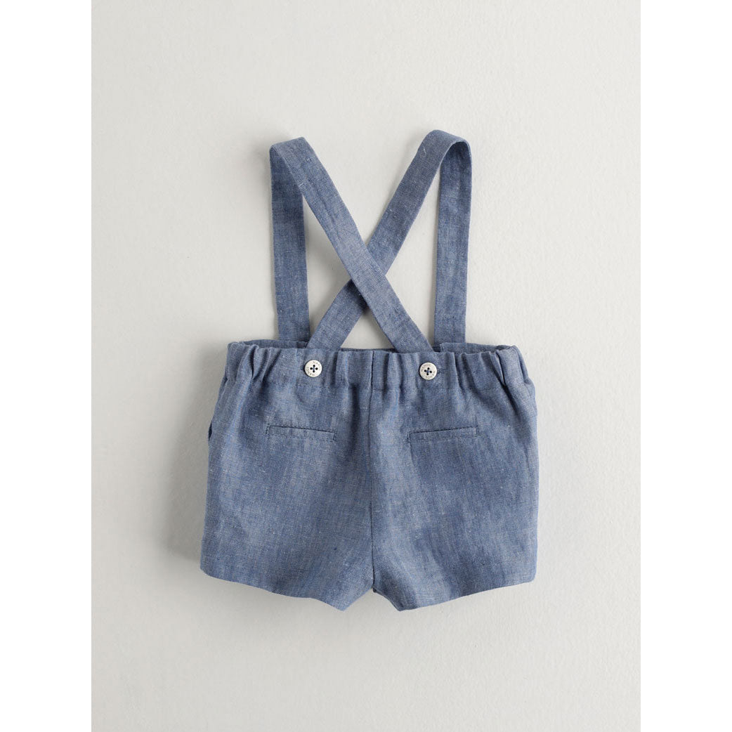 Nanos bottoms Nanos Chambray Linen Baby Suspender Shorts