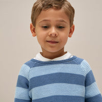 Nanos knitwear Nanos Deep Blue Thick Stripe Sweater
