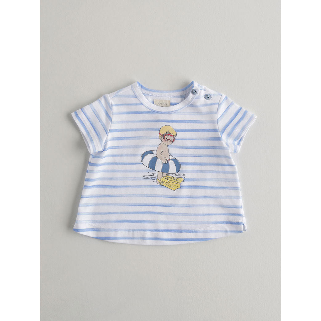 Nanos tees Nanos Blue Stripe Swimmer Baby Tee