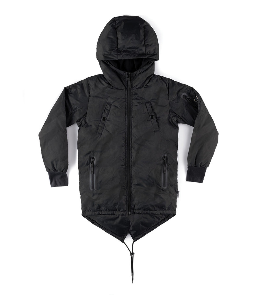 NUNUNU Black Waxed Parka