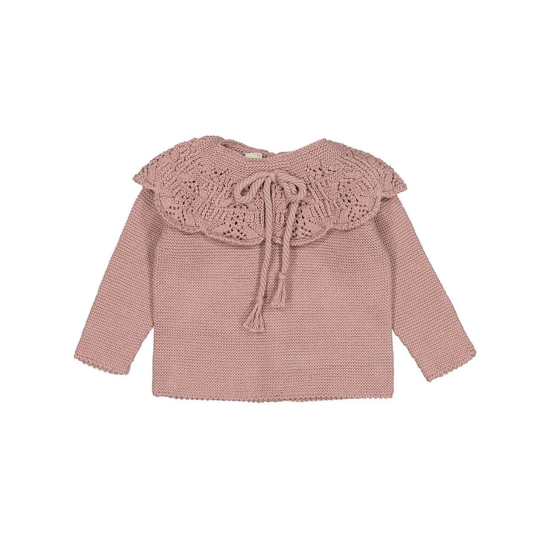 Nueces knitwear Nueces Dusty Pink Reversible Crochet Collar Cardigan/Pullover