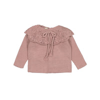 Nueces knitwear Nueces Dusty Pink Reversible Crochet Collar Cardigan/Pullover