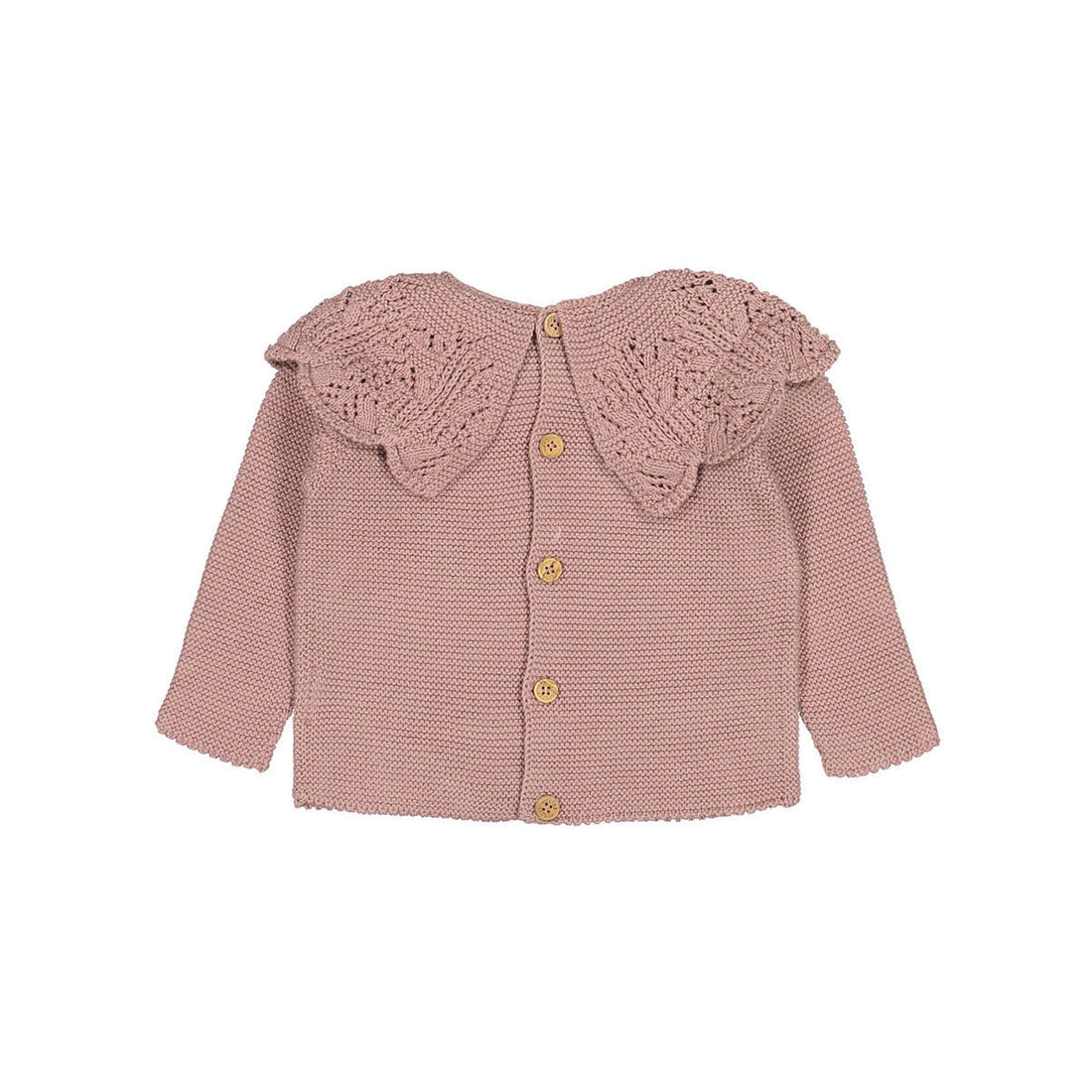 Nueces knitwear Nueces Dusty Pink Reversible Crochet Collar Cardigan/Pullover