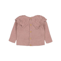 Nueces knitwear Nueces Dusty Pink Reversible Crochet Collar Cardigan/Pullover