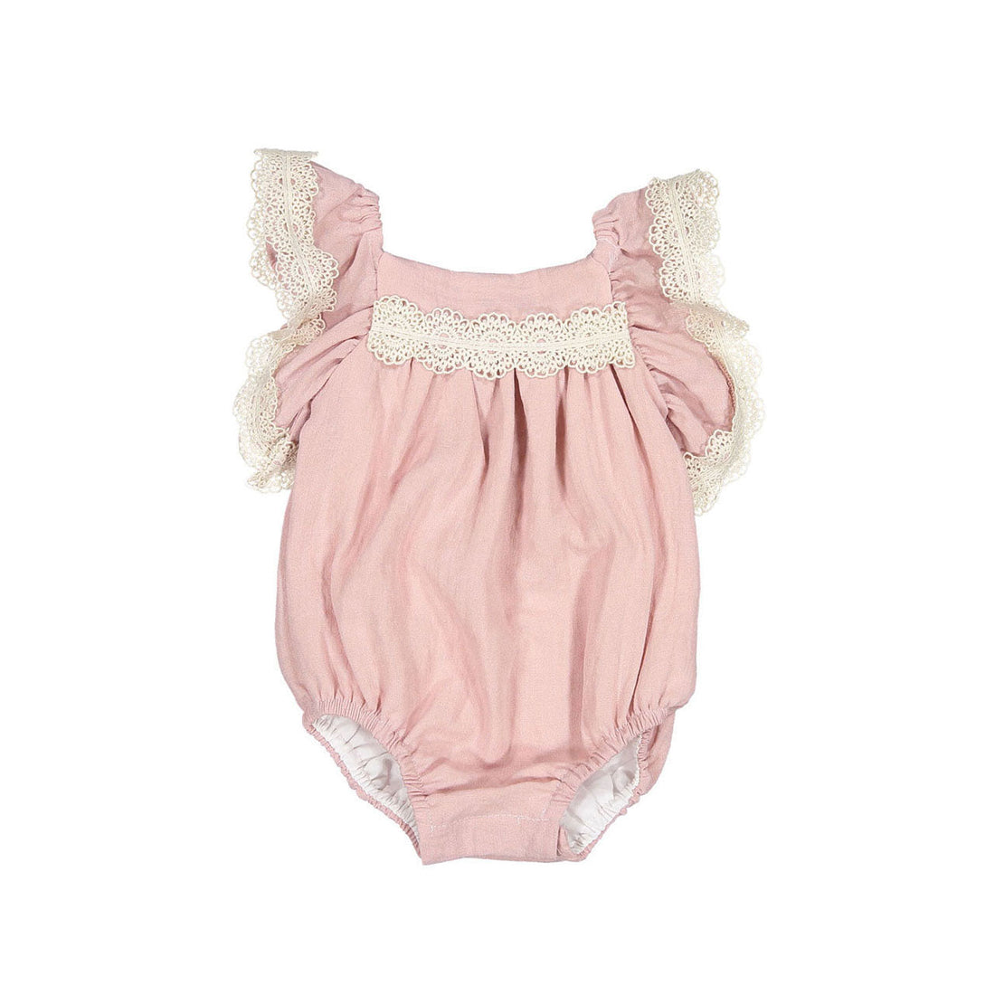 Nueces rompers Nueces Baby Dusty Pink Salvia Casual Lace Romper