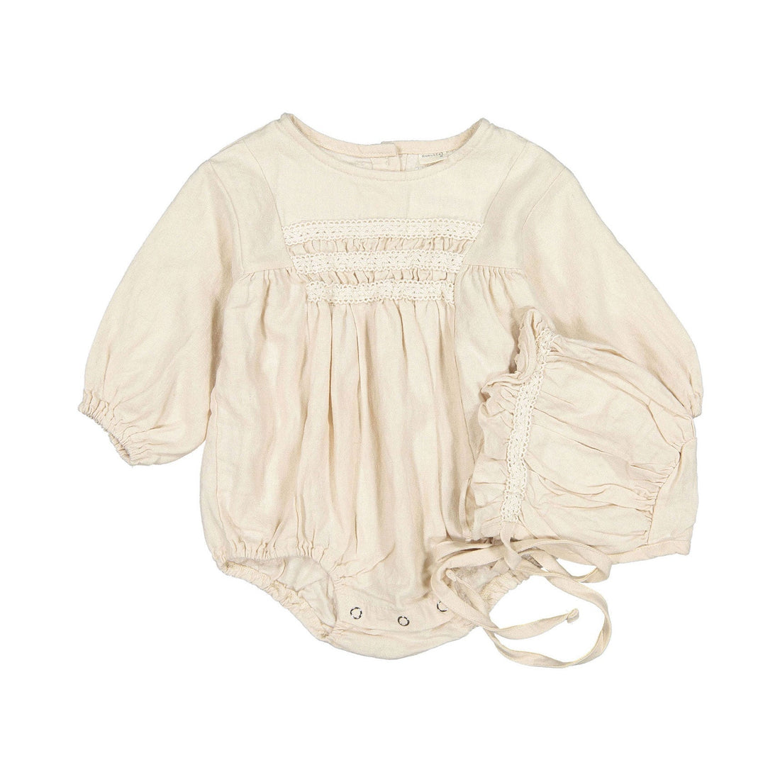 NUNUBIEL rompers Nunubiel Cream Zene Romper With Bonnet