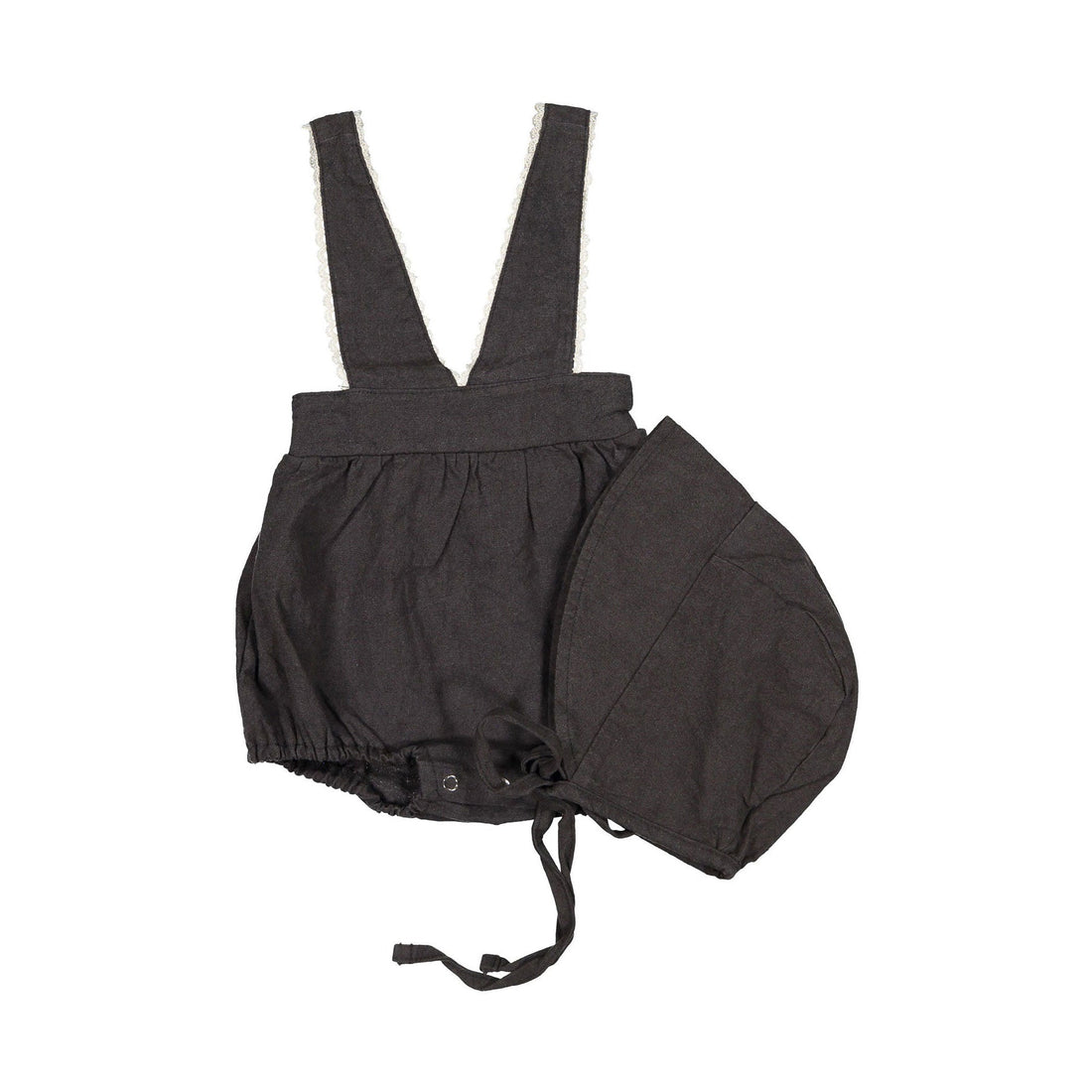 NUNUBIEL rompers Nunubiel Dark Gray Hazel Romper With Bonnet