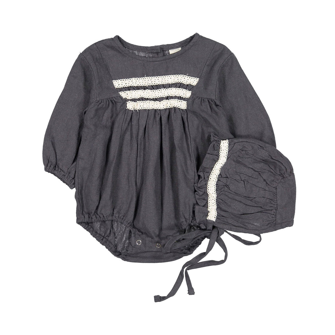 NUNUBIEL rompers Nunubiel Dark Gray Zene Romper With Bonnet