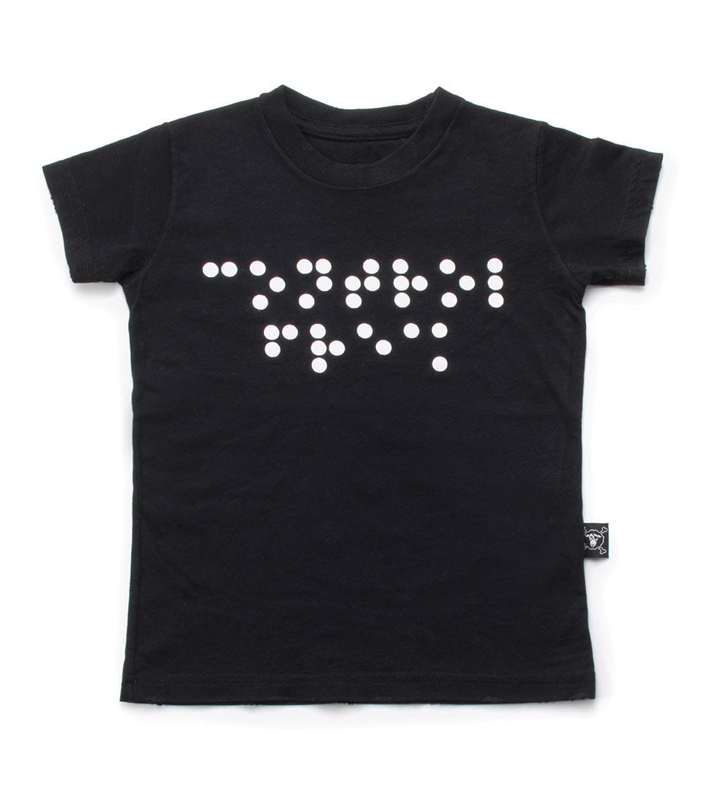 NUNUNU tops and tees NUNUNU Black Braille T-shirt
