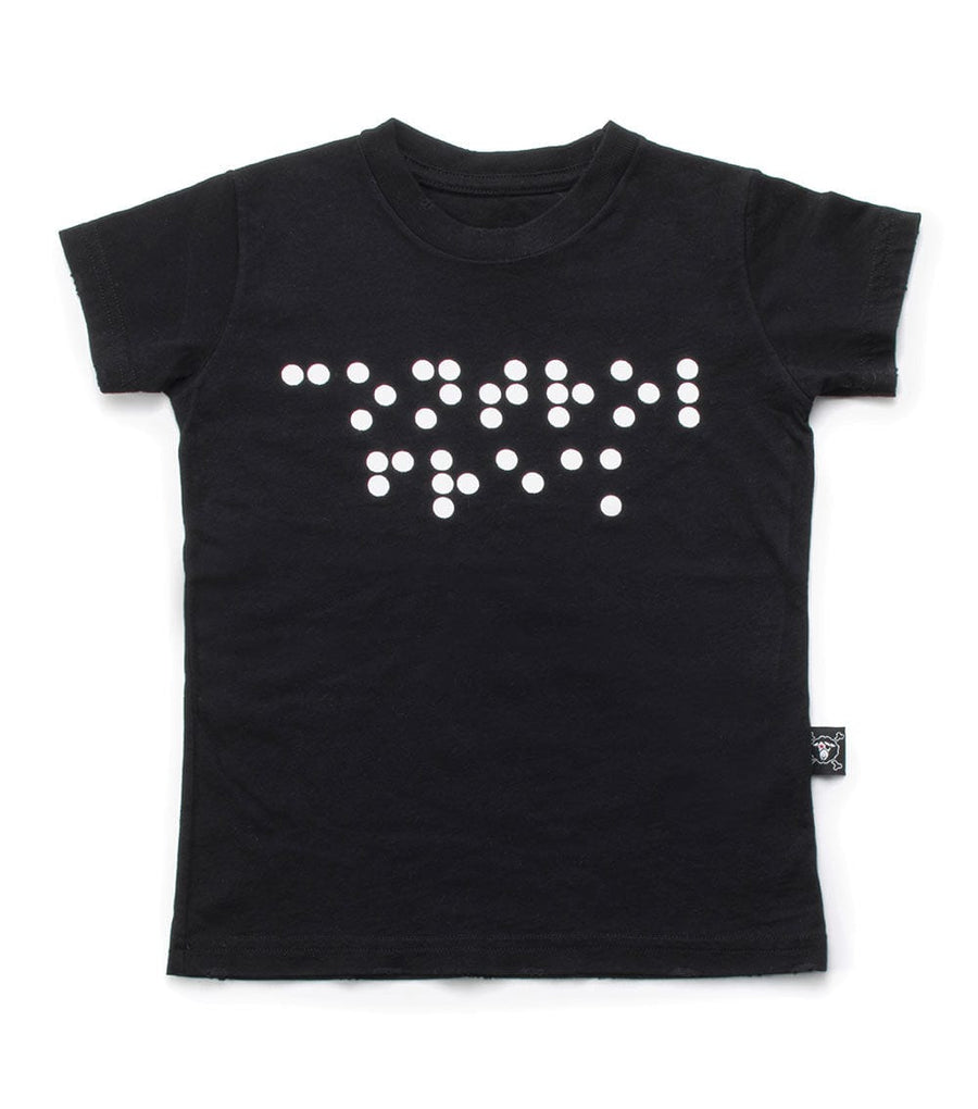 NUNUNU tops and tees NUNUNU Black Braille T-shirt